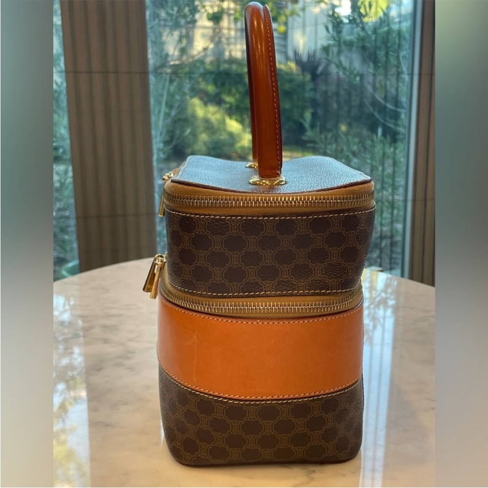 Celine Vintage Macadam Vanity, double compartment, brown/tan leather trim, EUC - Picture 5 of 16